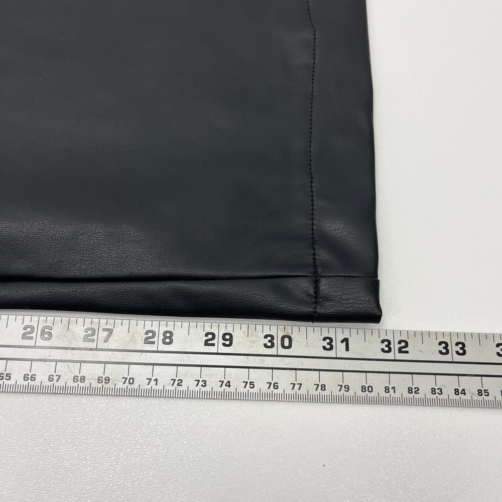 ZARA Black Carpenter Cargo Faux Leather Pants Vegan Straight Leg Size Small - Picture 12 of 15
